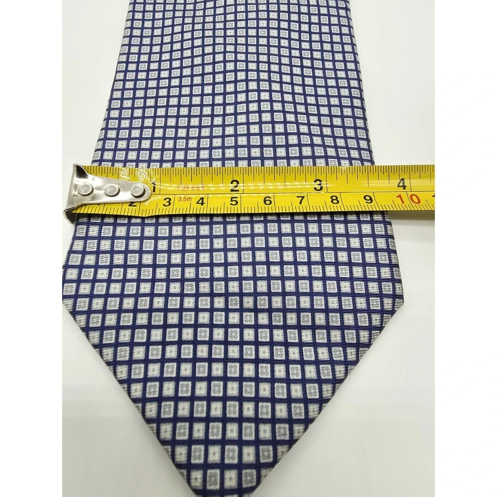 Brooks Brothers 346 Blue Gray Geometric 100% Silk Tie 59